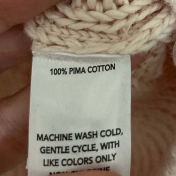 Caslon 100% Pima Cotton Pastel Petal Pink Chunky Cable Knit Cardigan Sweater Lrg - Picture 11 of 12